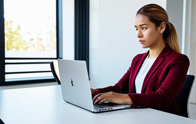 A professional, diverse young woman in a modest business casual outfit, seated at a modern desk, thoughtfully typing on a sleek laptop. Her expression is focused and empathetic, trying to convey genuine feeling through her words. The background shows a contemporary, clean office space with soft, natural lighting. The scene emphasizes clear and intentional communication, perfect anatomy, correct proportions, natural pose, well-formed hands, proper finger count, natural body proportions, professional photography, cinematic lighting, high detail, sharp focus, vibrant colors, 8k. safe for work, appropriate content, fully clothed, professional dress, family-friendly.