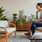 감정전이와 상담 - A serene therapy room with soft natural lighting, featuring a diverse therapist attentively listenin...